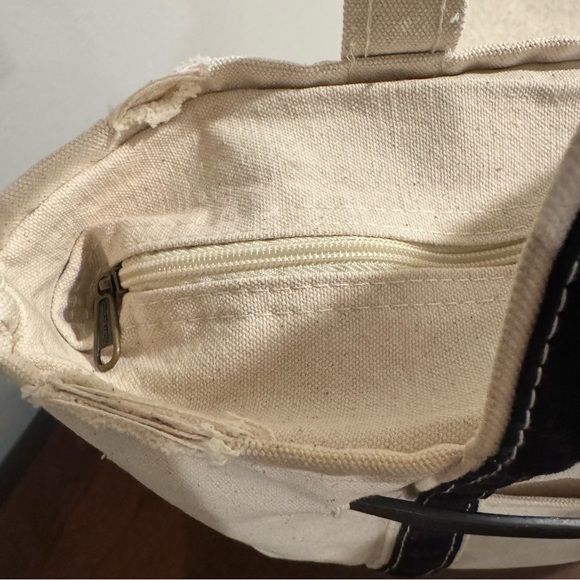 Boatkin style distressed canvas bag tote Black/ Ivory - Picture 5 of 10